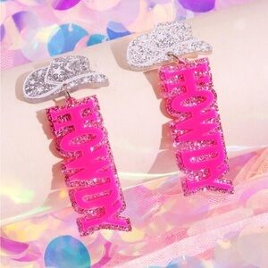 Pink and Silver Howdy Earrings